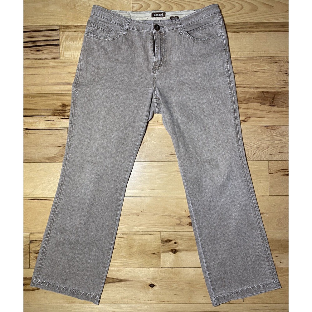 Zana Di Jeans Sz 16 Stone Wash Tan Stitch Embellishment Pocket Embroidery